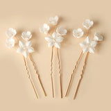 Ceramic Flower Bride Hair Pins Wedding Tiara Head Ornaments
