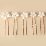 Ceramic Flower Bride Hair Pins Wedding Tiara Head Ornaments