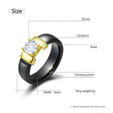 Ceramic Zircon 6MM Ring with Stainless Steel Jewelry for Women