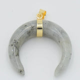 Labradorite Tiger Eye Crystal Crescent Moon Necklace Pendant
