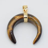 Labradorite Tiger Eye Crystal Crescent Moon Necklace Pendant