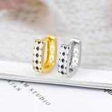 925 Silver Minimalist Square Hoop Earrings Enamel Geometric Design