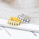 925 Silver Minimalist Square Hoop Earrings Enamel Geometric Design