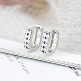 925 Silver Minimalist Square Hoop Earrings Enamel Geometric Design