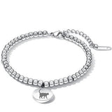 Stainless Steel Beaded Bracelets for Women Adjustable Engrave Jewelry
