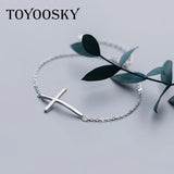 925 Silver Cross Charm Bracelet Faith Christian Bangle