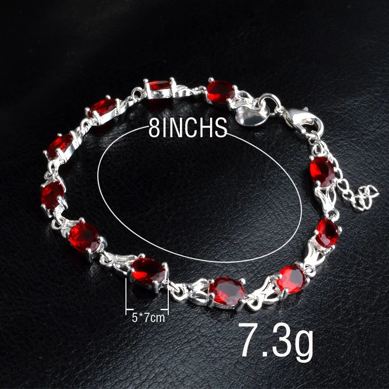 Heart Charm Bracelet for Women 925 Sterling Silver Vintage Jewelry
