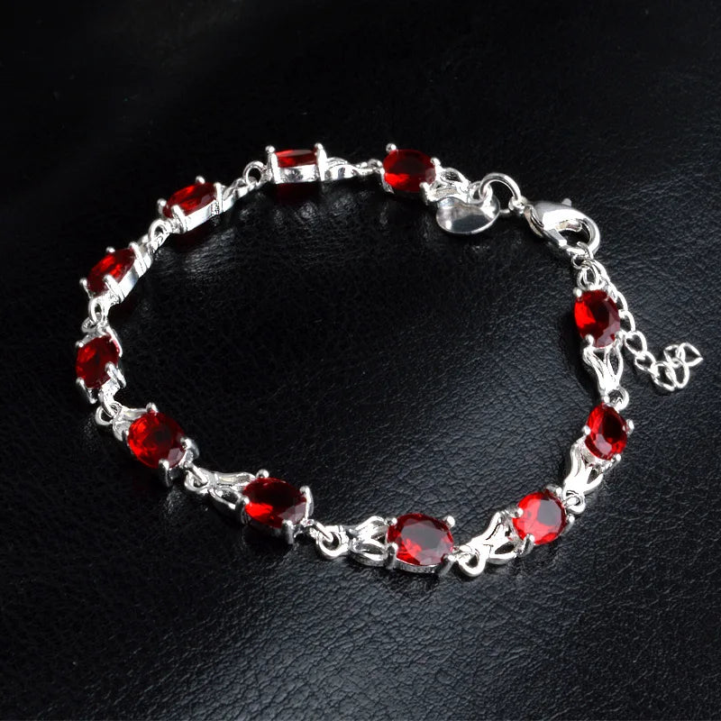 Heart Charm Bracelet for Women 925 Sterling Silver Vintage Jewelry
