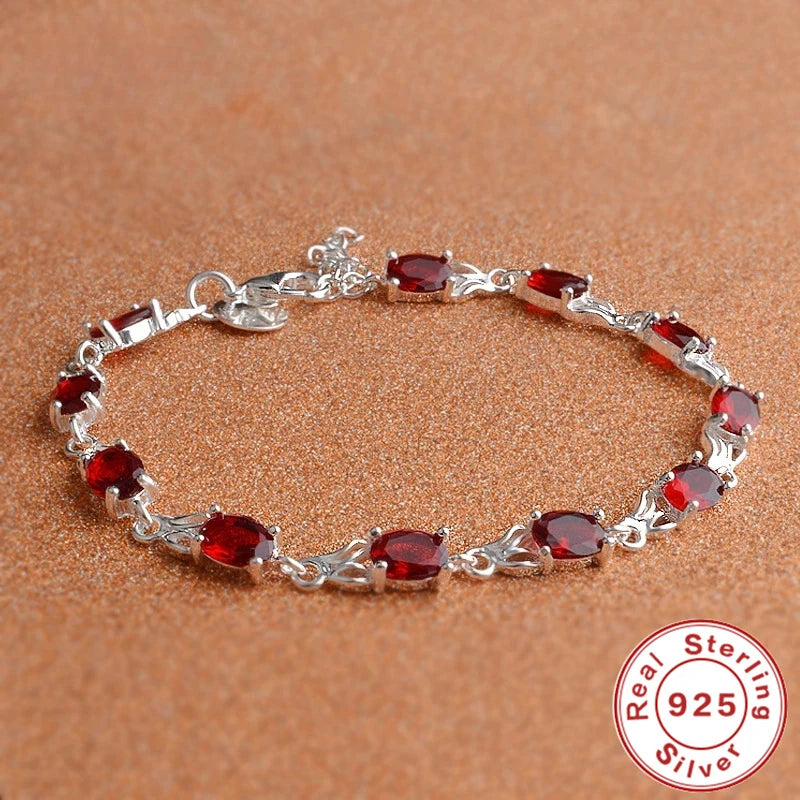 Plata 925 Sterling Silver Heart Charm Bracelet Wedding Birthday Vintage Jewelry