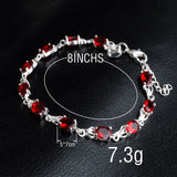 Plata 925 Sterling Silver Heart Charm Bracelet Wedding Birthday Vintage Jewelry