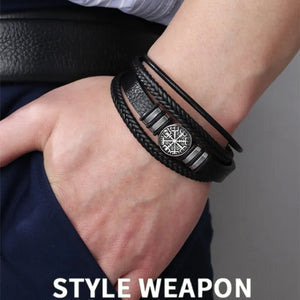 Men Leather Bracelet Multi-layer Braided Leather Bracelet