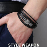 Men Leather Bracelet Multi-layer Braided Leather Bracelet