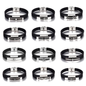 Double Layer Silicon Bracelet Stainless Steel Bangle