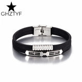 Double Layer Silicon Bracelet Stainless Steel Bangle