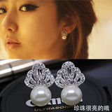 Charm Clip on Earring Simulated Pearl Crystal Wedding Jewelry