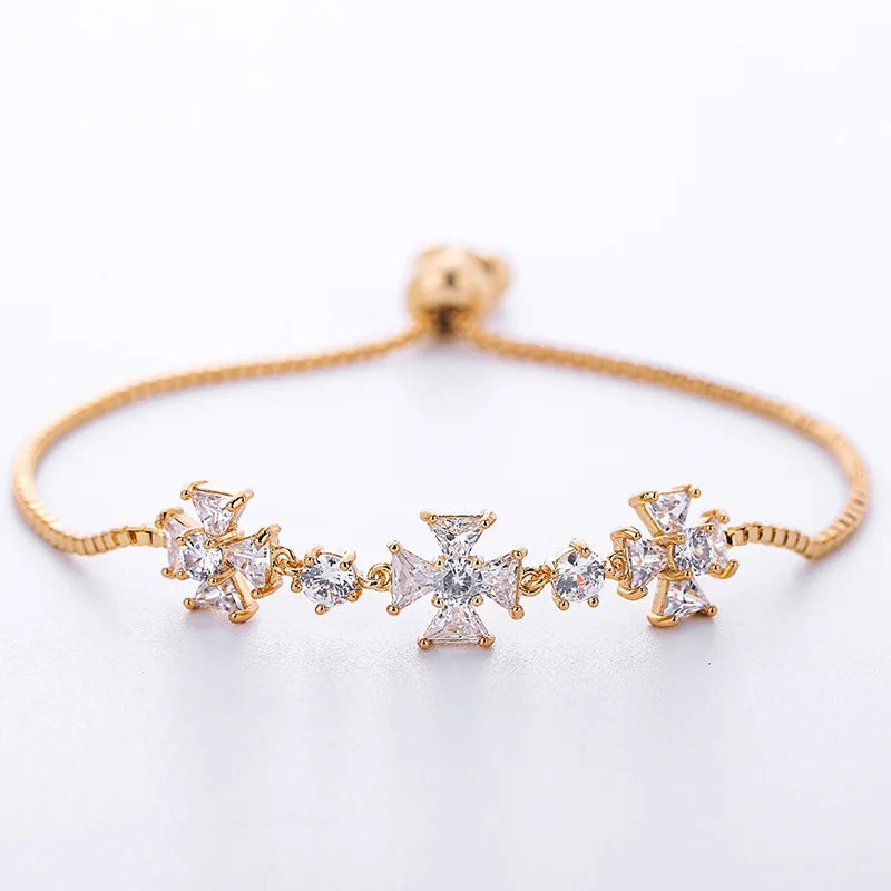 CZ Charm Chain Bracelet for Women Wedding Jewelry
