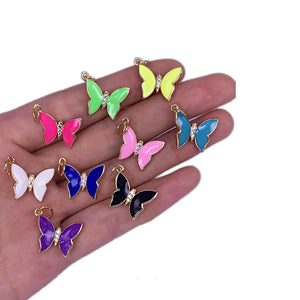 Micro Inset Butterfly Necklace Pendant Vintage Women's Jewelry
