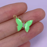 Micro Inset Butterfly Necklace Pendant Vintage Women's Jewelry