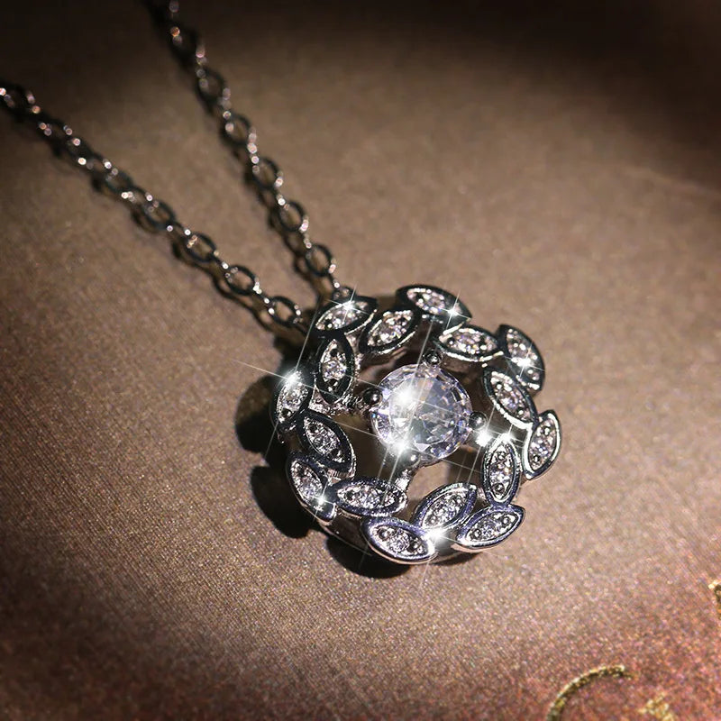 925 Silver Zircon Geometric Pendant Necklace for Women