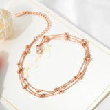 Women's Charm Stainless Steel Beads Anklets Rose Foot Jewelry Gift