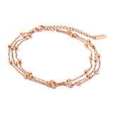 Women's Charm Stainless Steel Beads Anklets Rose Foot Jewelry Gift