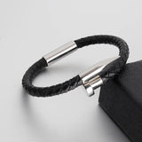 Men's Charm Nail Bracelet Leather Rope Stainless Steel Magnet