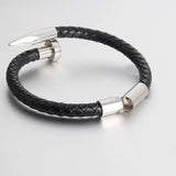 Men's Charm Nail Bracelet Leather Rope Stainless Steel Magnet