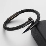 Men's Charm Nail Bracelet Leather Rope Stainless Steel Magnet