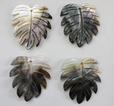 Natural Shell Carved Leaves Pendant for DIY Jewelry Making 6PCS
