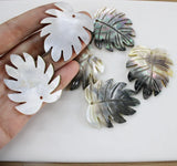 Natural Shell Carved Leaves Pendant for DIY Jewelry Making 6PCS
