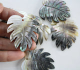 Natural Shell Carved Leaves Pendant for DIY Jewelry Making 6PCS