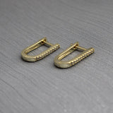 925 Silver Hoop Earrings with Zircon Studs, Party Jewelry 9.5x15mm