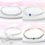 S925 Silver Adjustable Gemstone Bracelet for DIY Charms