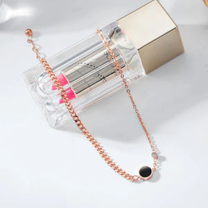 CZ Charm Anklet Rose Stainless Steel Women Jewelry Gift
