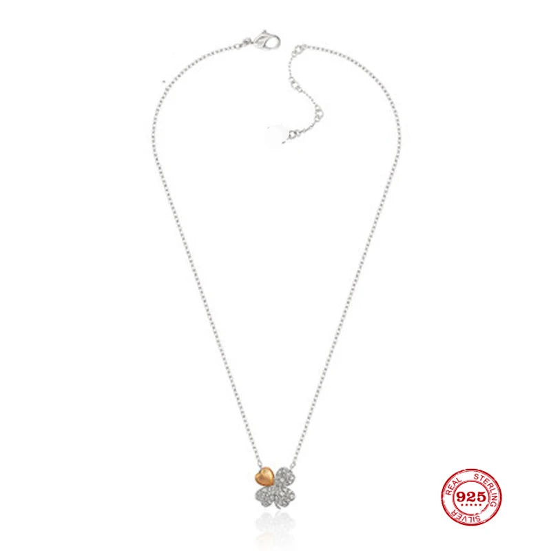 Sterling Silver Four-leaf Clover Necklace - Small Fresh Lucky Element