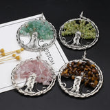 Tree of Life Gravel Pendant Chakra Reiki Healing Stone for DIY Necklace
