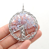 Tree of Life Gravel Pendant Chakra Reiki Healing Stone for DIY Necklace