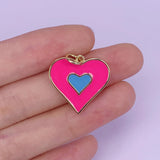 Two-Color Retro Double Heart Necklace Pendant Fine Jewelry Women's Accessories