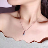 Sapphire Necklace for Women Bridal 925 Sterling Silver Wedding Pendant