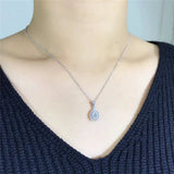 Sapphire Necklace for Women Bridal 925 Sterling Silver Wedding Pendant