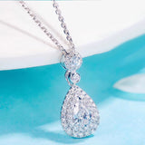 Sapphire Necklace for Women Bridal 925 Sterling Silver Wedding Pendant