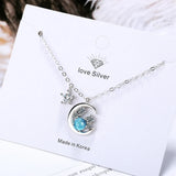 925 Silver Moon Star Necklace Zirconia Choker