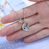 925 Silver Moon Star Necklace Zirconia Choker