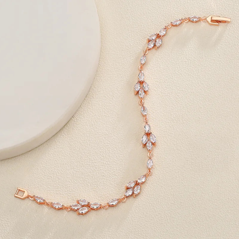 Zirconia Leaf Bracelet Women Horse Eye Zircon Chain Jewelry