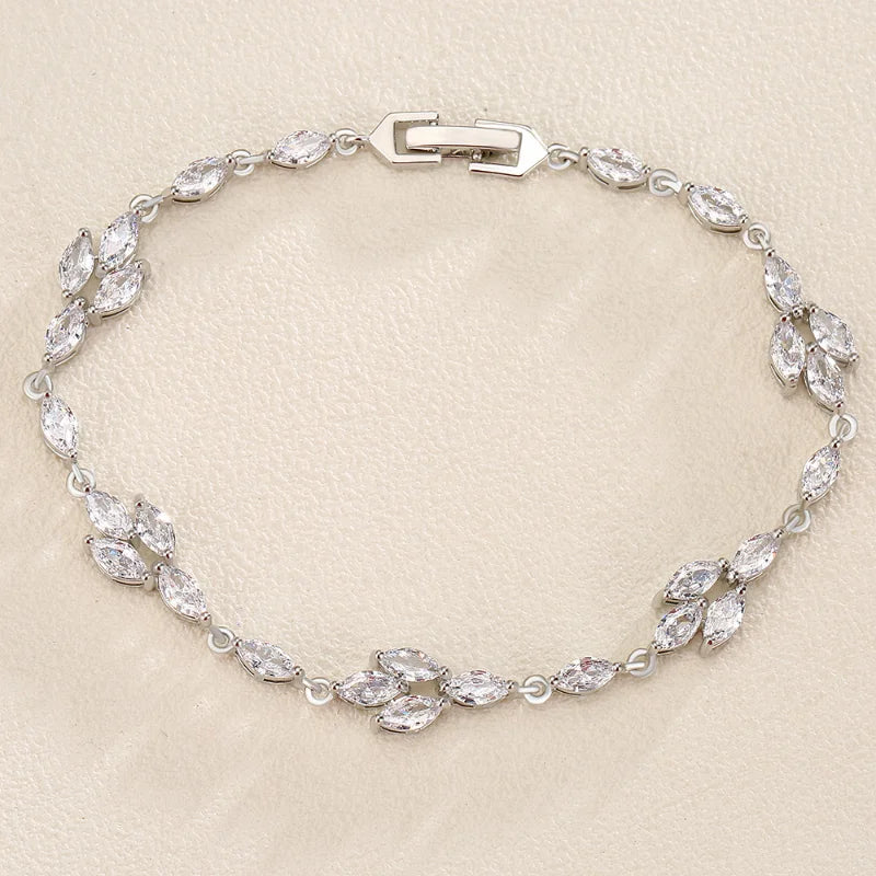 Zirconia Leaf Bracelet Women Horse Eye Zircon Chain Jewelry