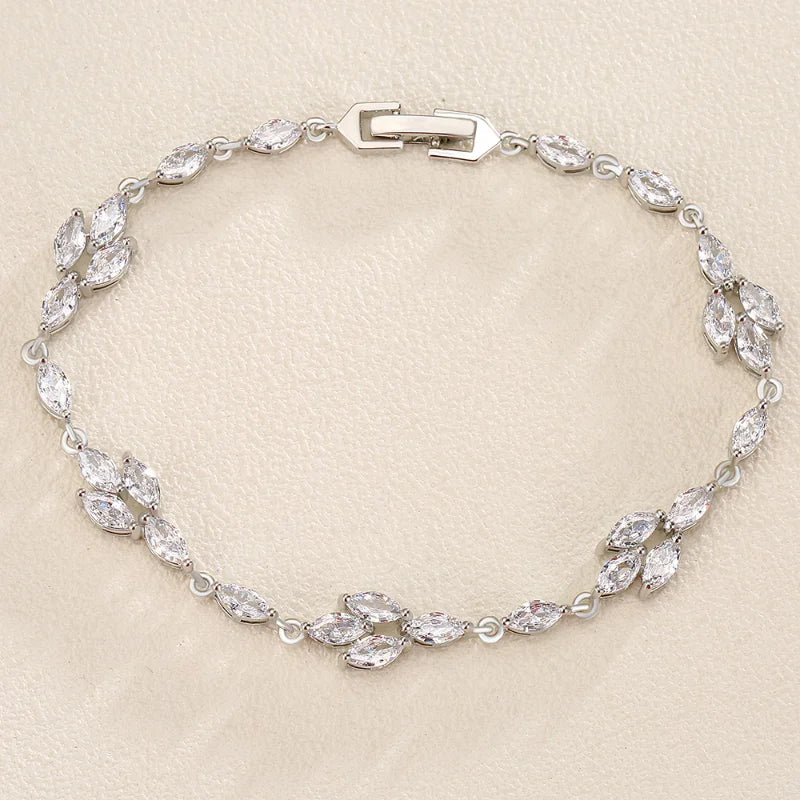 Zirconia Leaf Bracelet Women Horse Eye Zircon Chain Jewelry