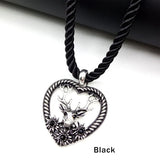 Elk Deer Pendant Necklace Vintage Multicolor Rope Oktoberfest Jewelry