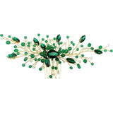 Rhinestone Green Hair Combs Tiara Headwear Hair Clip
