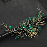 Rhinestone Green Hair Combs Tiara Headwear Hair Clip