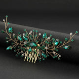 Rhinestone Green Hair Combs Tiara Headwear Hair Clip